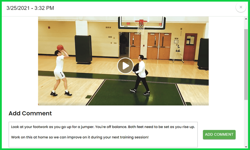 Screenshot of private basketball coach working with athlete