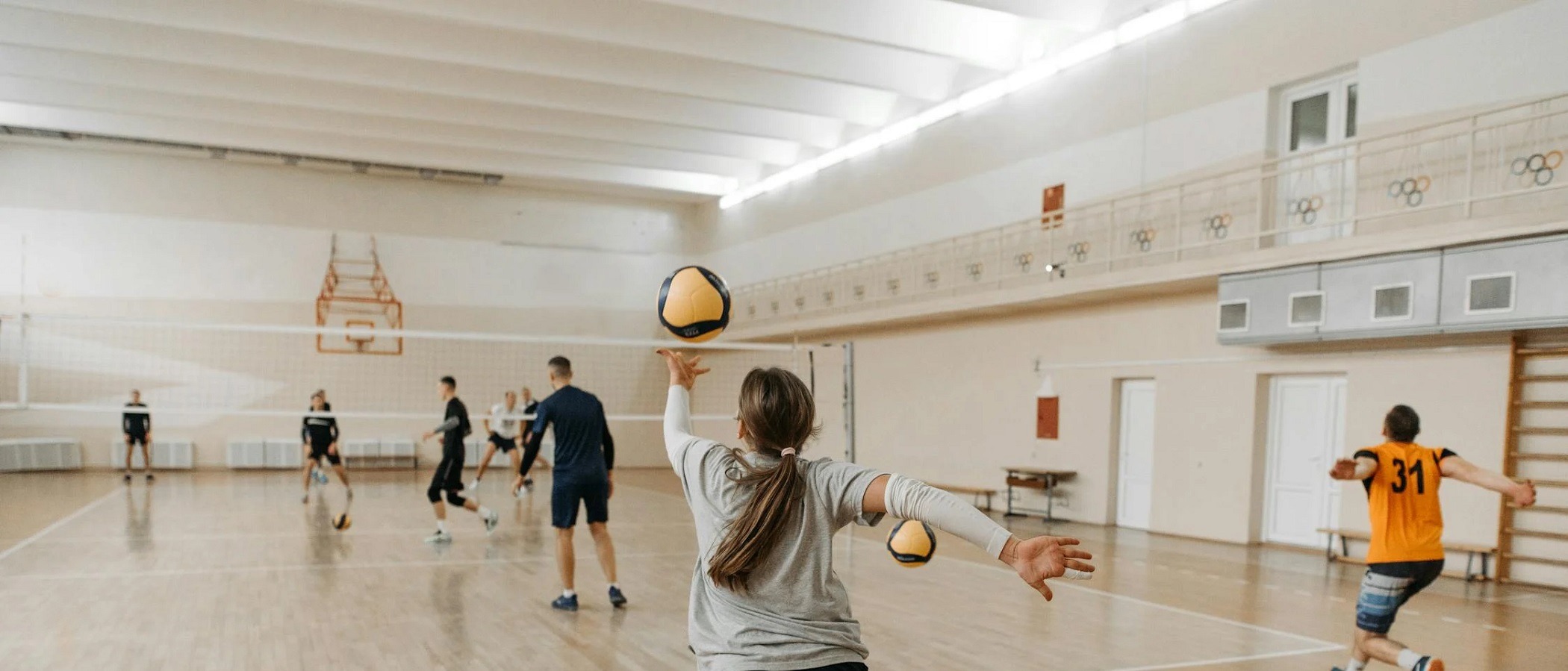 Volleyball player training during a private lesson